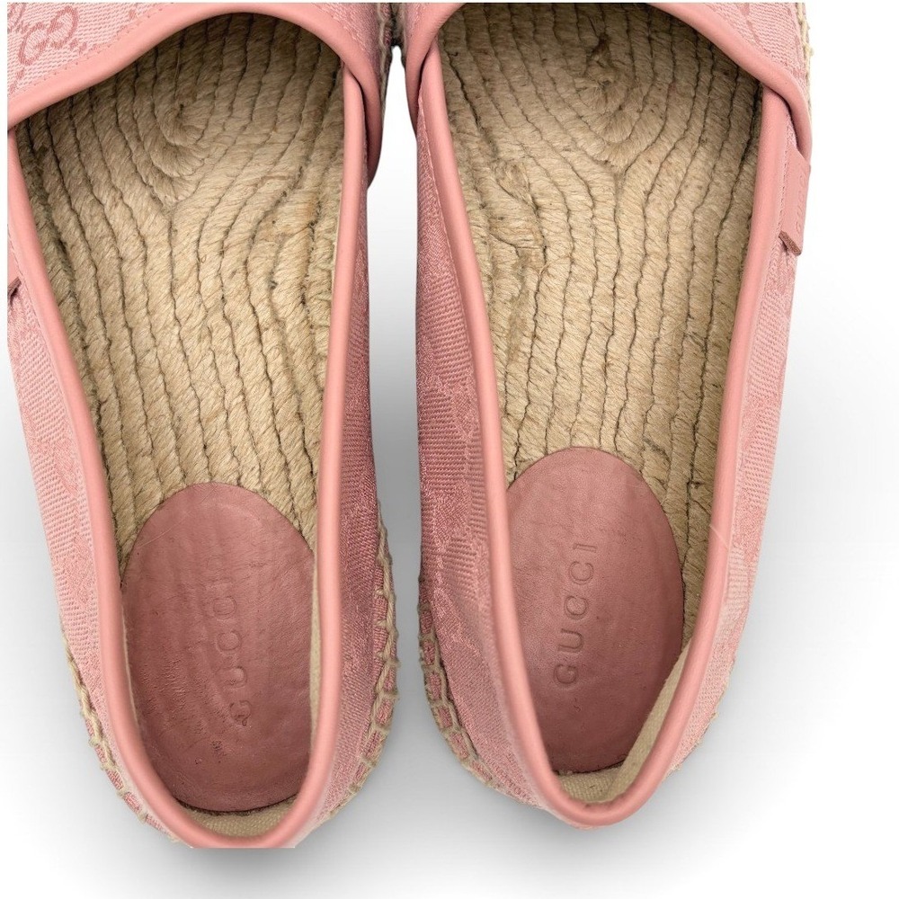Gucci‎ GG Monogram Canvas Espadrilles 38.5 Pink Logo Slip On Flats Spain Luxury - Picture 8 of 11